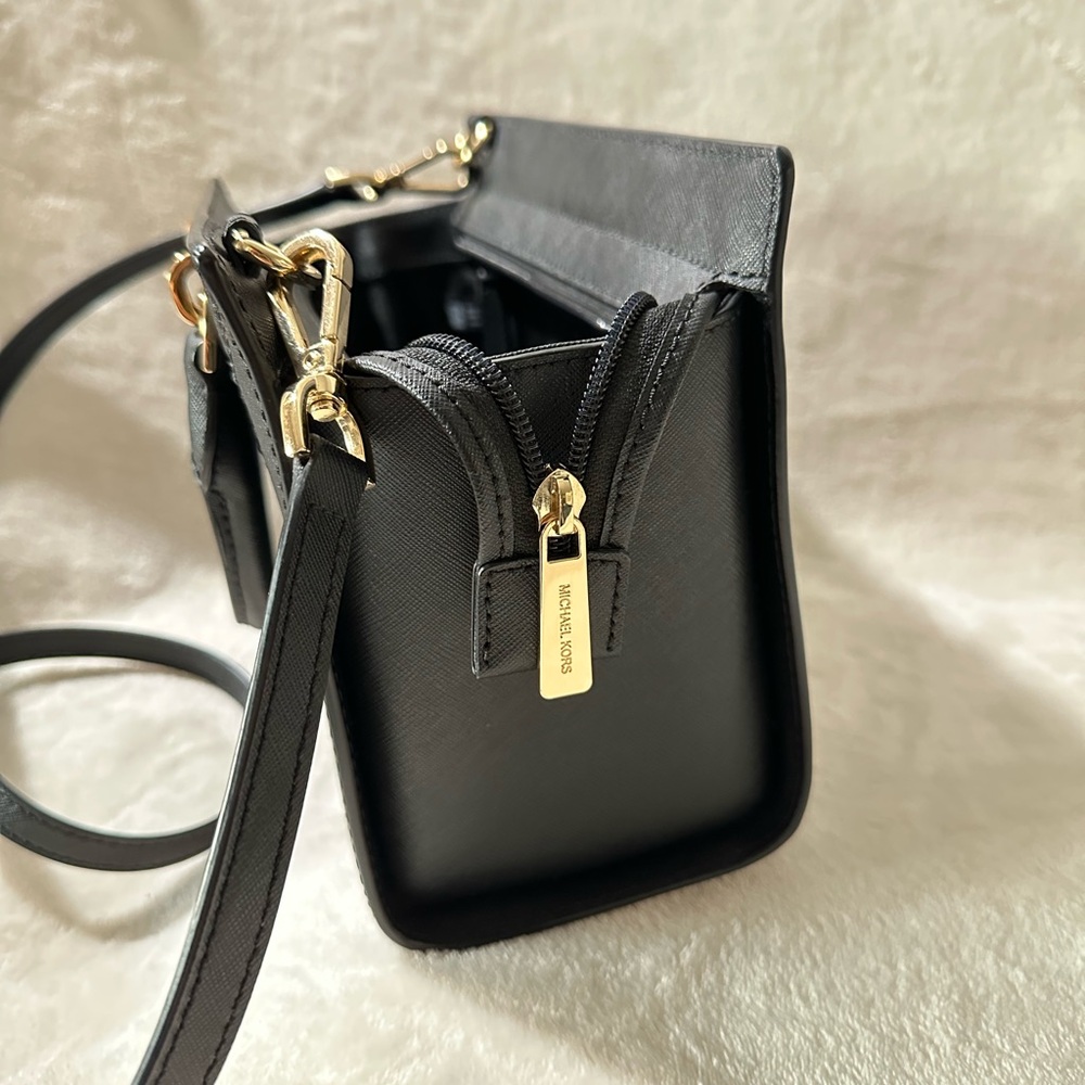Michael Kors Black Saffiano Leather Satchel with Gold Hardware - Picture 3 of 10